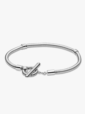Authentic Pandora Moments T-Bar Snake Chain Bracelet - Size 7.9” - Very Nice